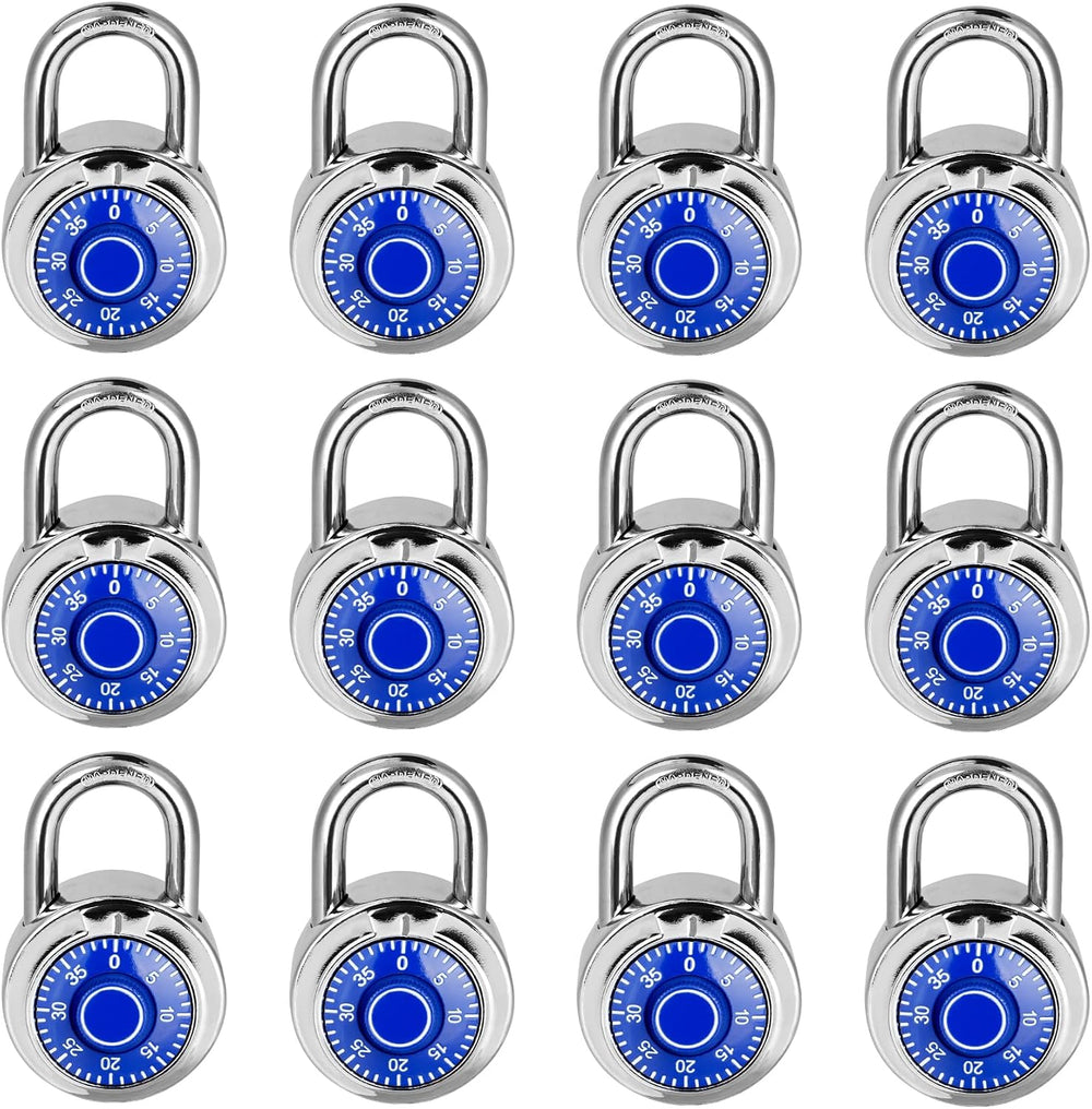 Combination Lock, LQYN Dial Combination Padlock, Pack of 12; Blue