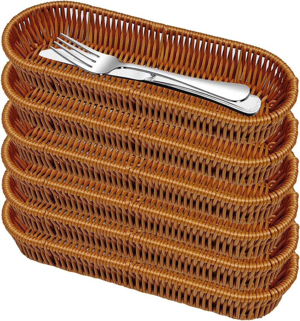 Silverware Organizer Basket, Silverware Basket for Drawer, Small Wicker Bread...