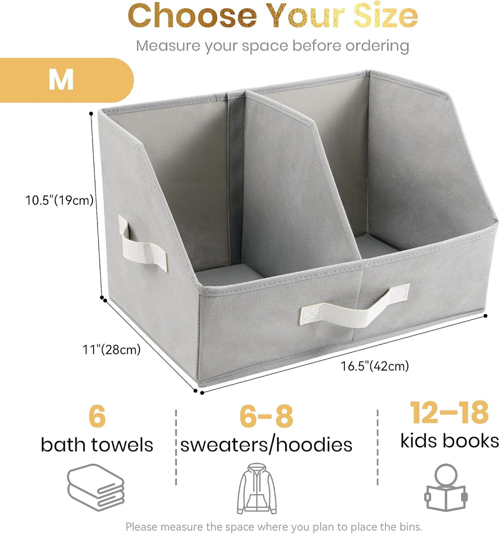 Closet Organizers Storage, Medium Collapsible Bin 6pc, Light Gray