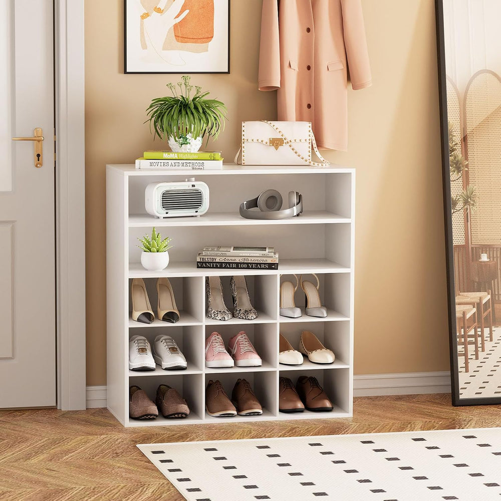 Garden 4 you Shoe Rack Organizer, 5-Tier Wood Cubby Shoe Rack with 2 Storage ...
