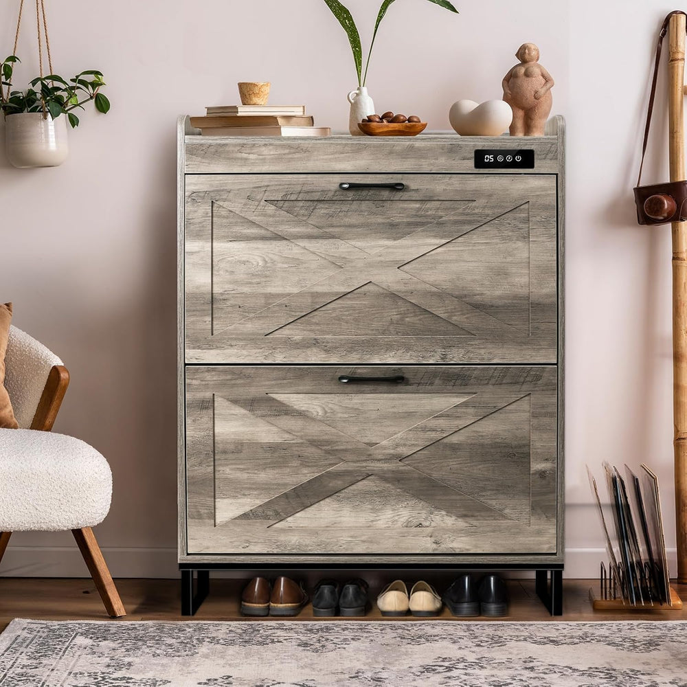 Shoe Cabinet with 2 Flip Drawers & Deodorizer, Shoe Cabinet Storage for E...