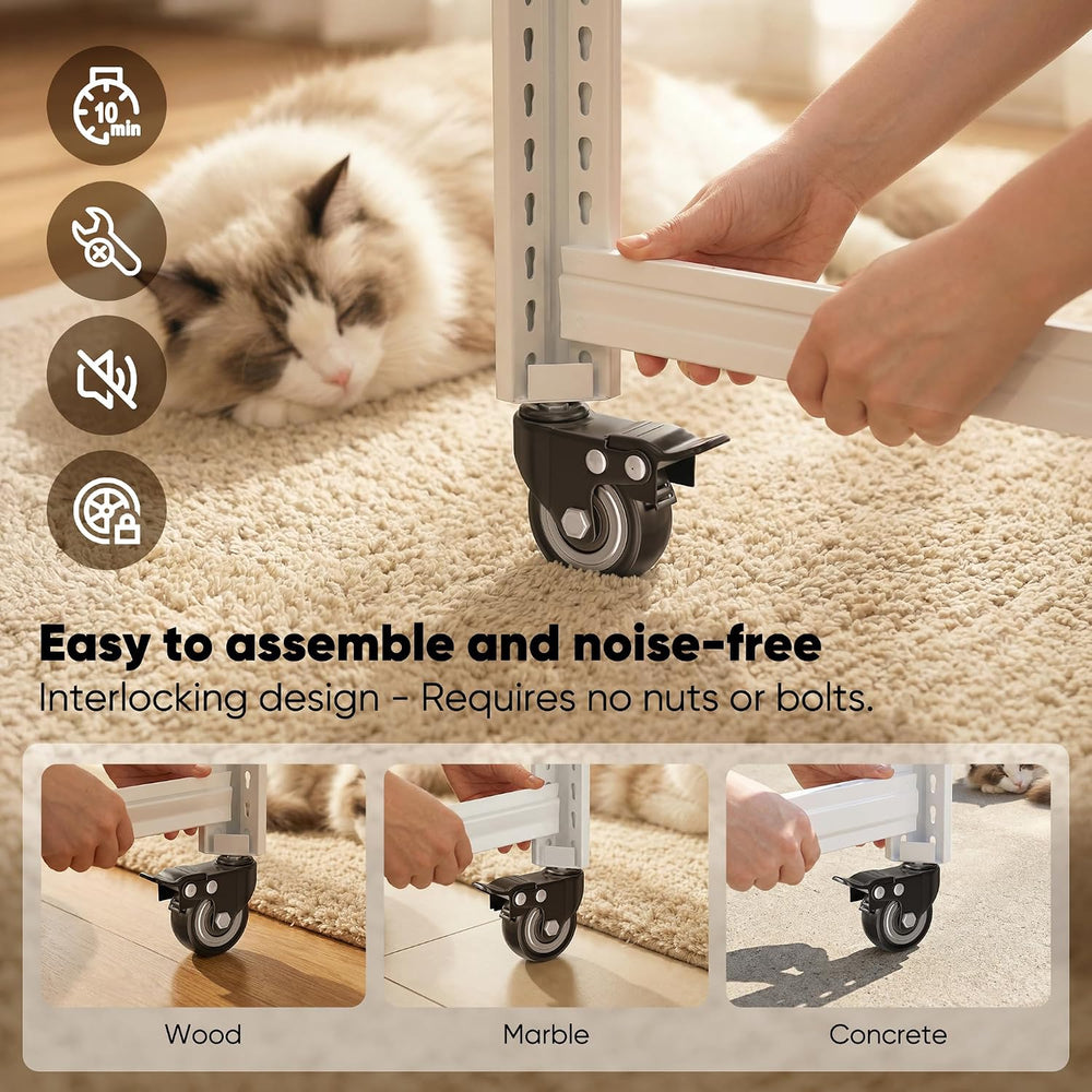 REIBII Adjustable Rolling Storage Shelve for Kitchen Pantry Closet Boutique