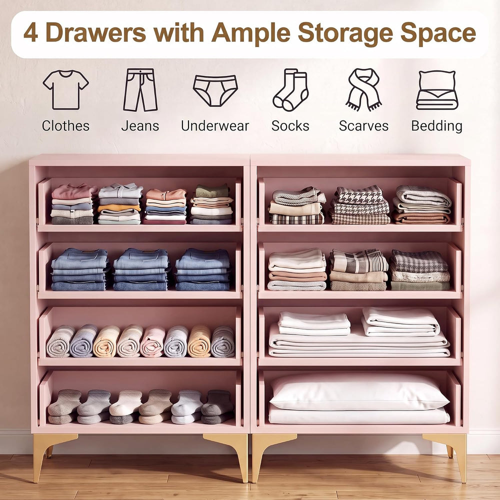 KIGOTY 4 Drawer Dresser for Bedroom, Modern Tall Dresser Storage Cabinet, Woo...