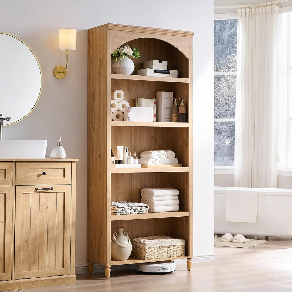 IFGET 76" Tall Arched Shoe Storage Cabinet, Large Shoe Rack, Natural