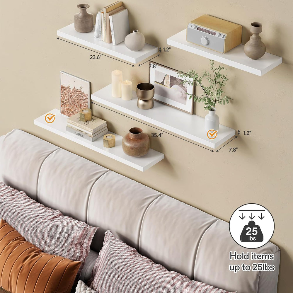 Forbena White Floating Shelves for Wall 36 Inches Long, Modern Wall Shelf for...