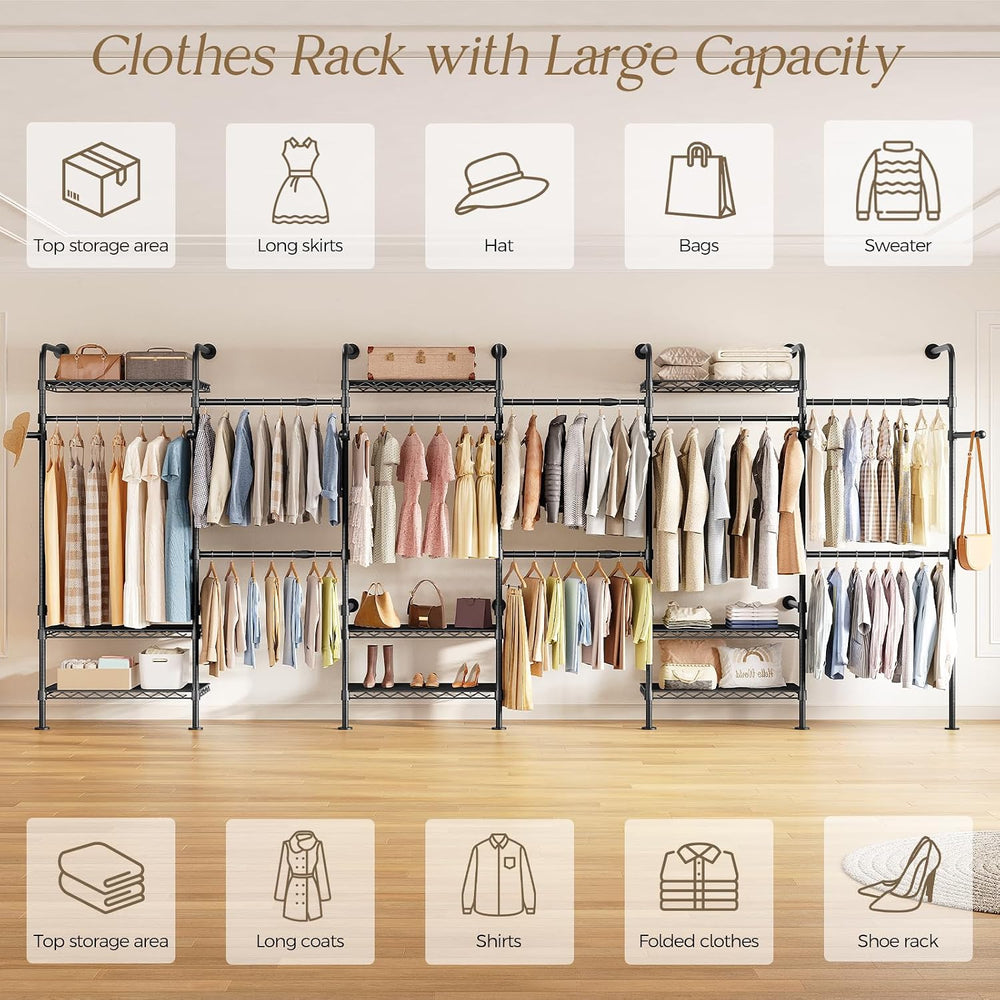 Closet Organizers and Storage, 6-Row Heavy Duty Clothes Rack for Hanging Clot...