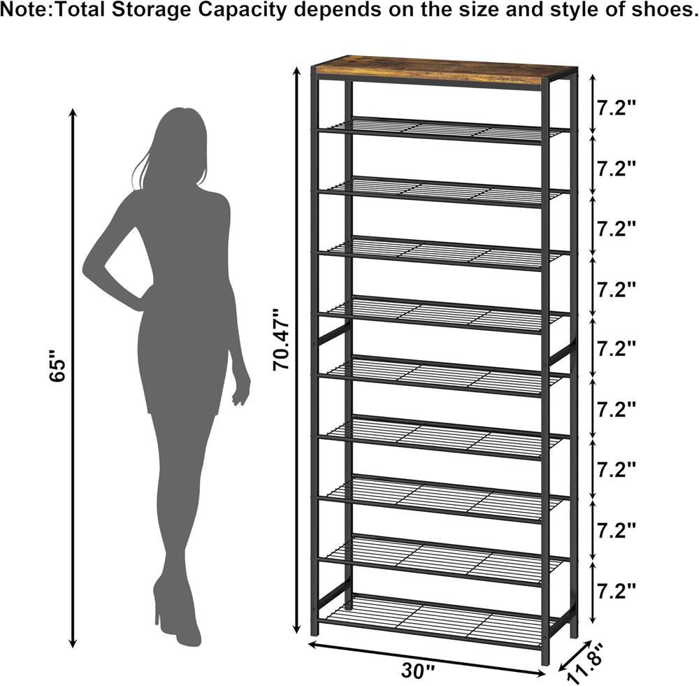 HOMEFORT 10 Tiers Shoe Rack Organizer,30" Shoe Storage Shelf for Closet,...