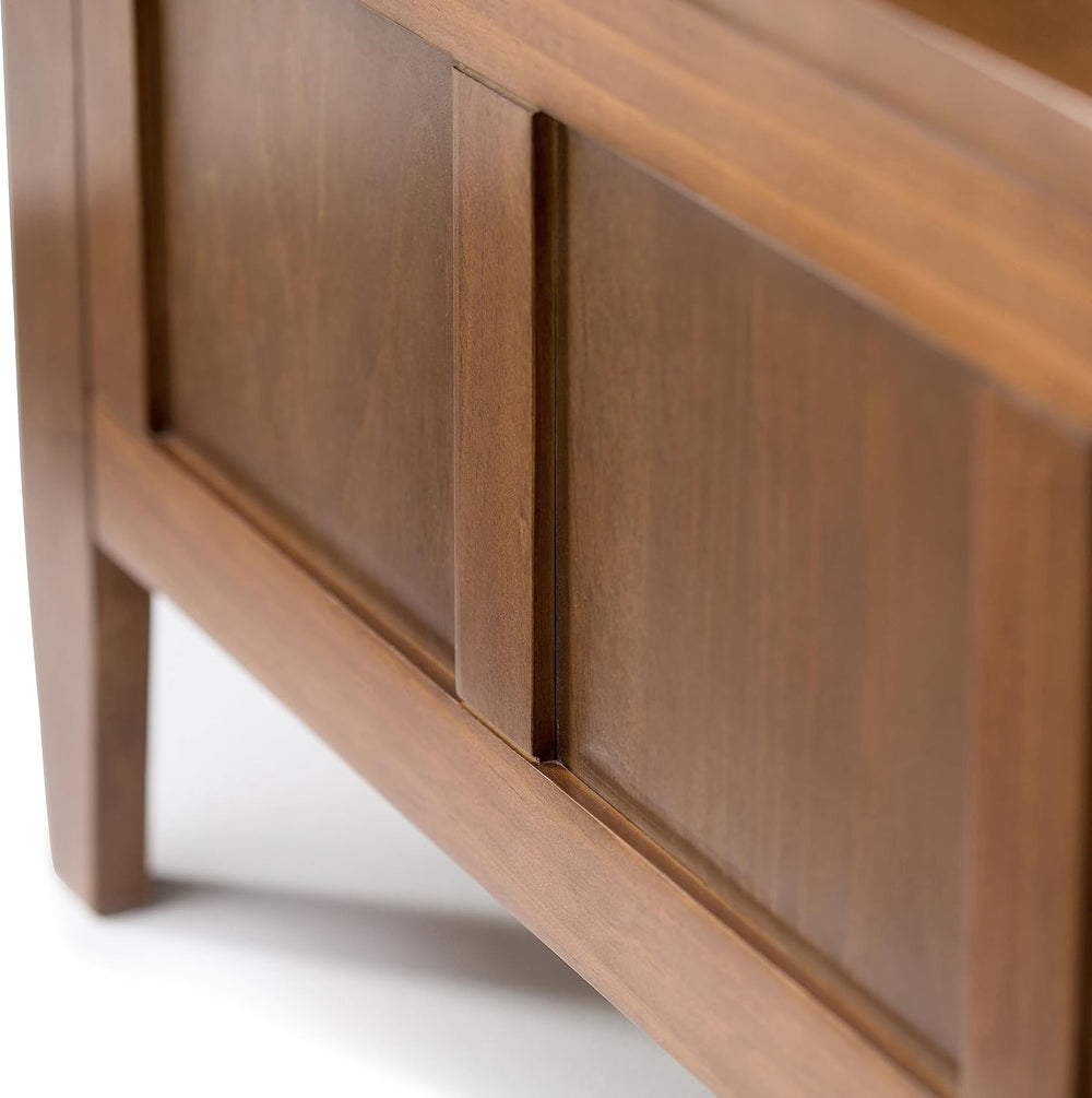 SIMPLIHOME Brooklyn 48" Wide Solid Wood Storage Bench in Saddle Brown