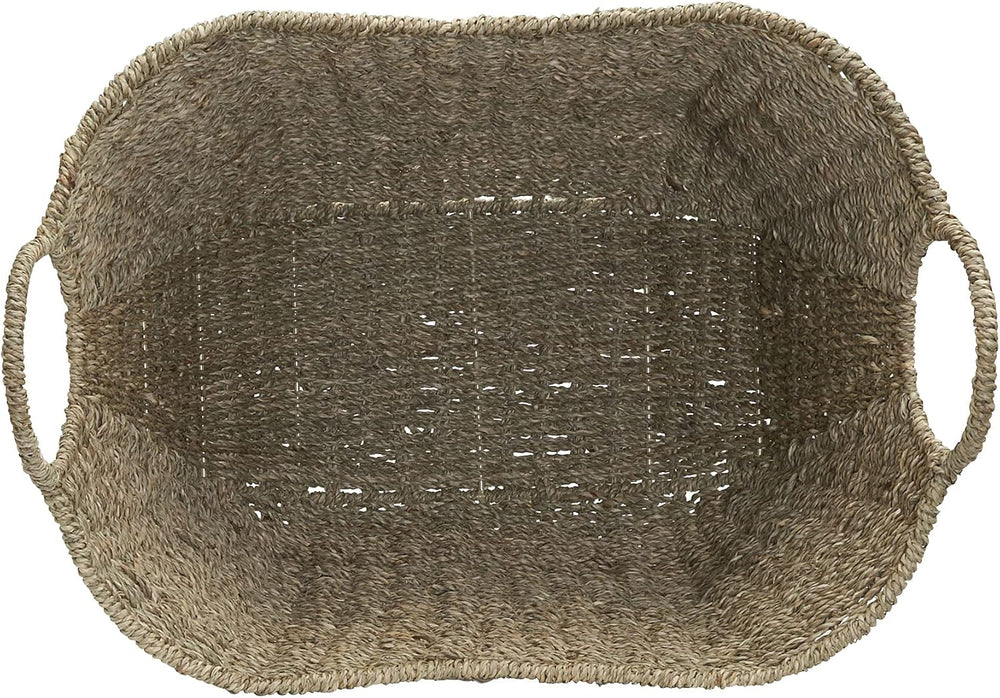 Household Essentials Seagrass Woven Storage Basket with Handles, Natural