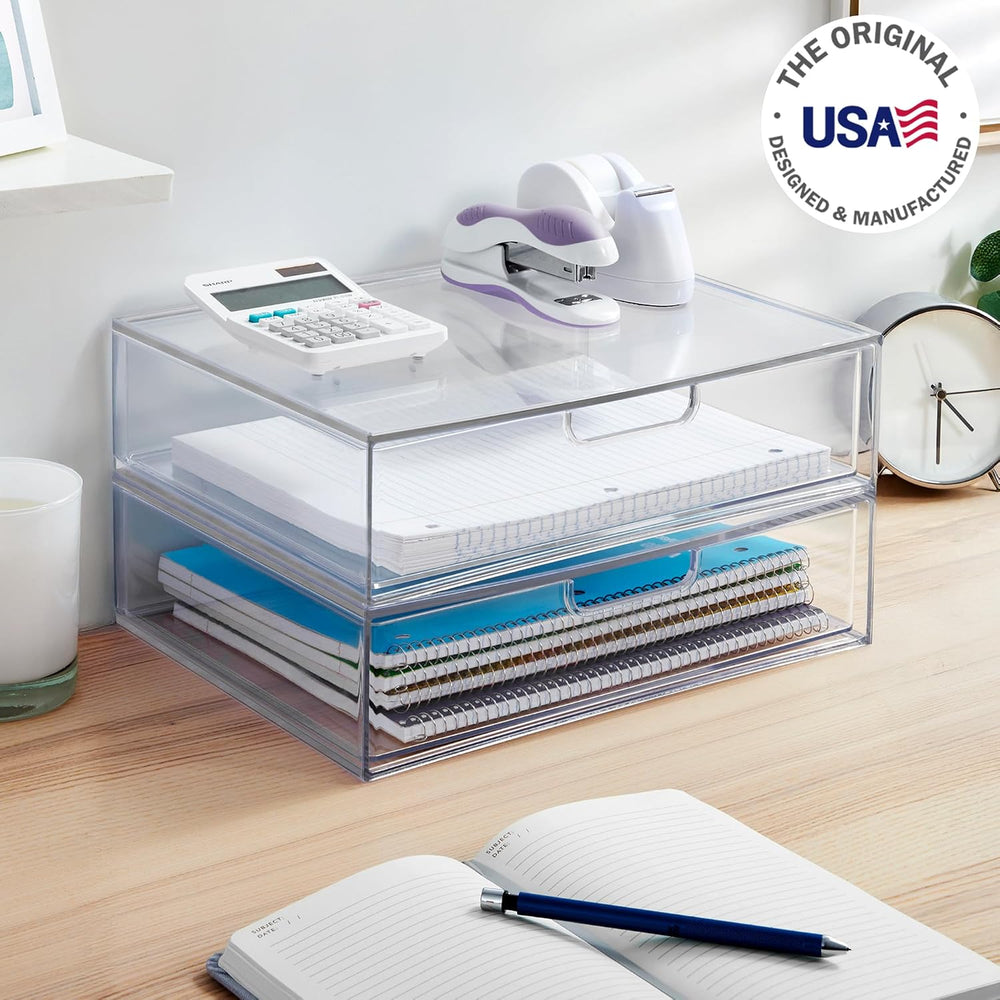STORi STAX Plastic Stackable Organizer Drawers (Set of 2) Clear | 12.5" ...