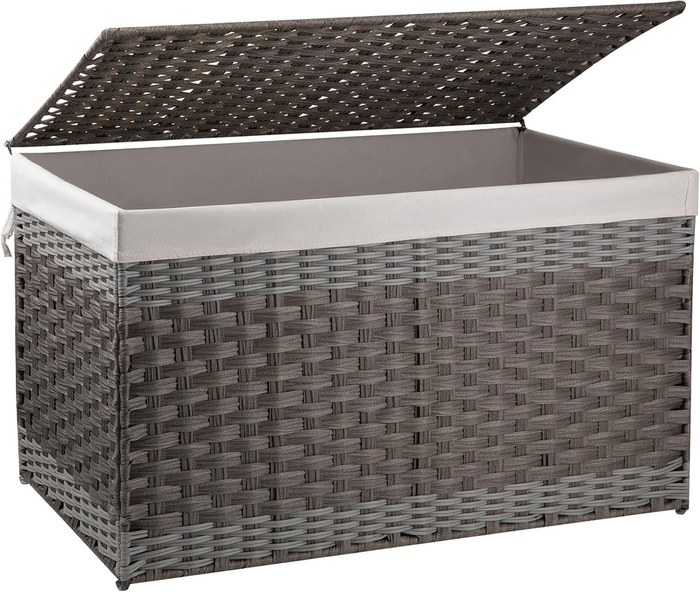 OIAHOMY Storage Basket with Lid, 42.3 Gallon (160L) Blanket Basket with Remov...