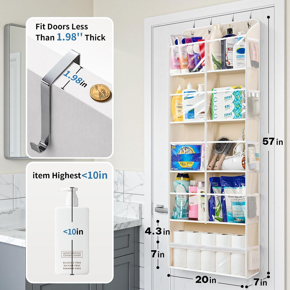 JARLINK Over the Door Organizer, Extra Large Storage for Bedroom, Beige