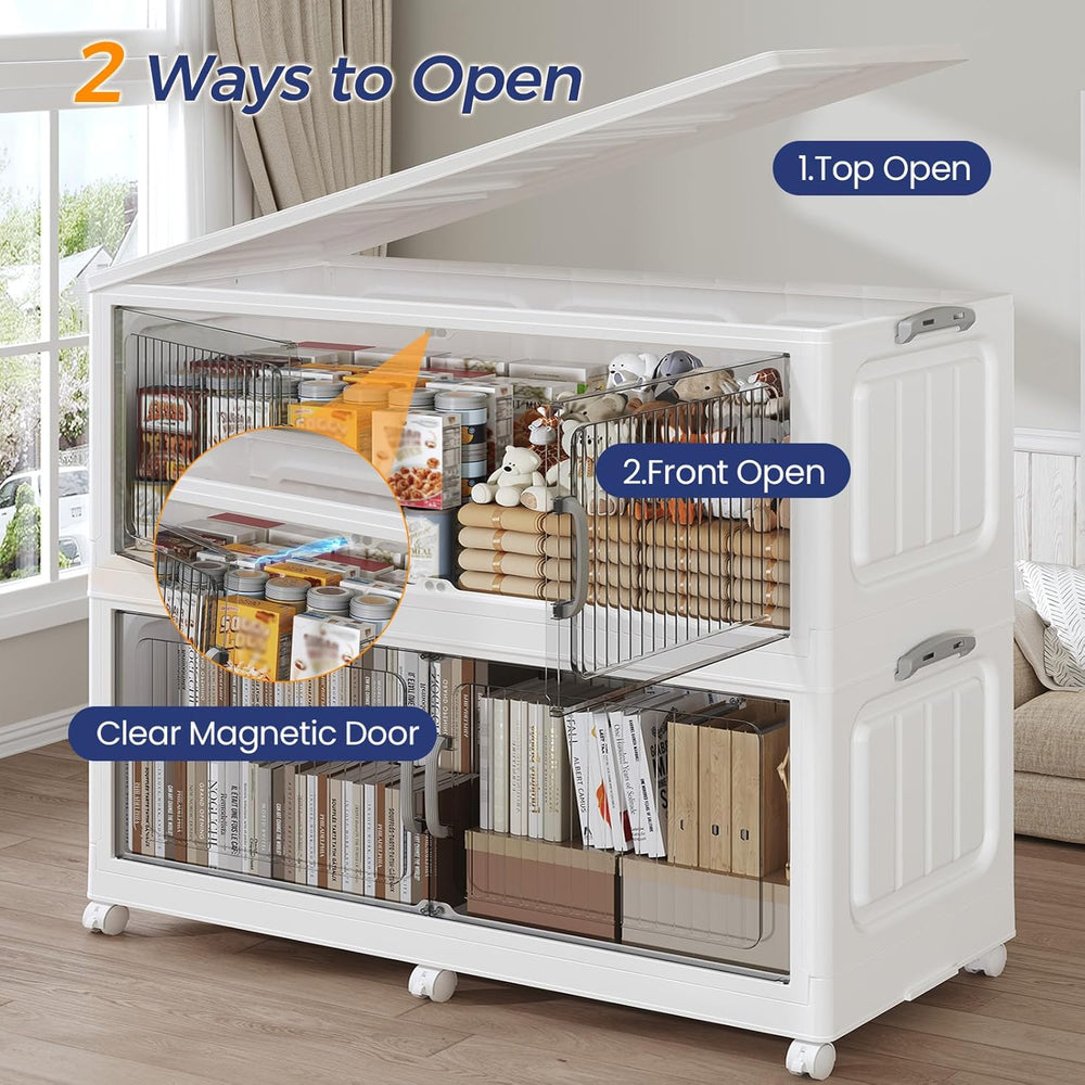 200Gal Extra Large Foldable Storage Organizer with Lid, 800QT Stackable Plast...