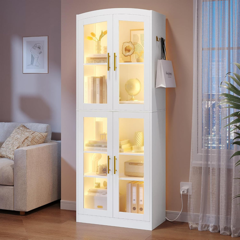 Hzuaneri 9 Tier Shoe Storage Cabinet, Tall Shoe Cabinet with Glass Doors