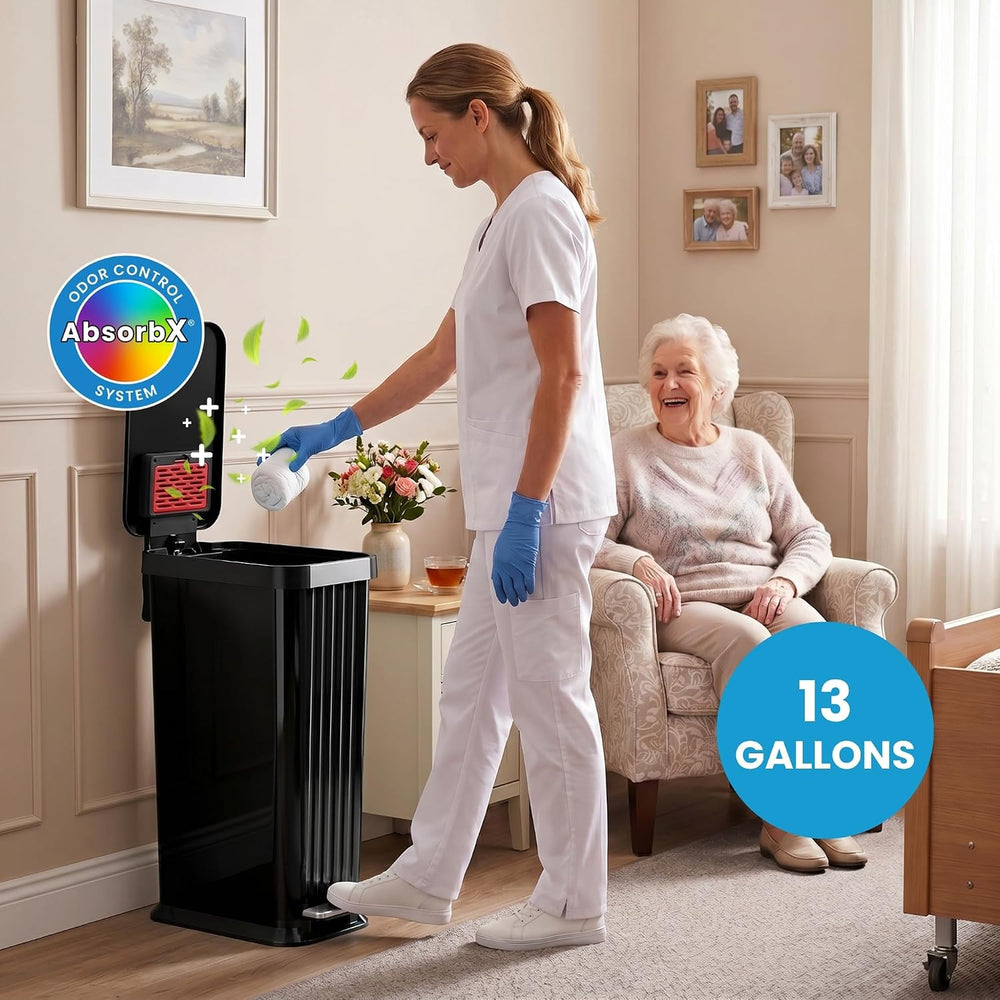 Patented 13 Gallon STEP Adult Diaper Pail | Fits Kitchen Bags | Odor Filter