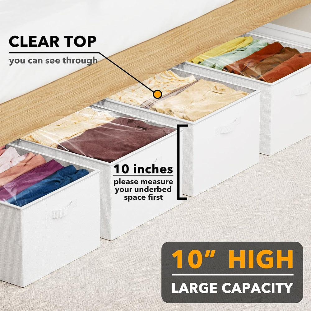 SpaceAid 4 Pack 10" High Under Bed Storage Containers, Large Underbed St...