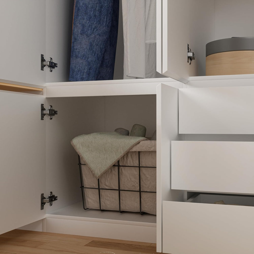 Mekminop Large Armoire Wardrobe Closet with Drawers and Shelves, White Bedroo...