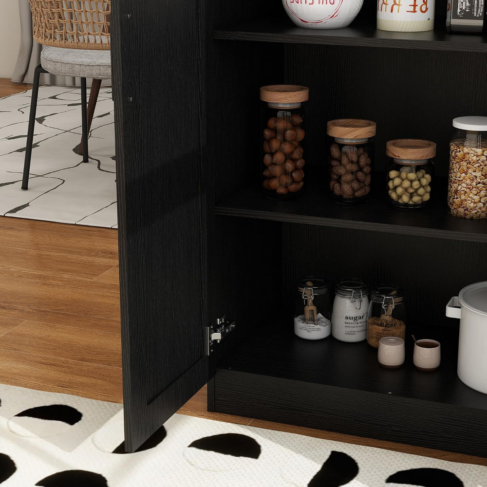 Wooden Storage Cabinet, Collection Food Pantry Narrow Cabinet Free Standing w...