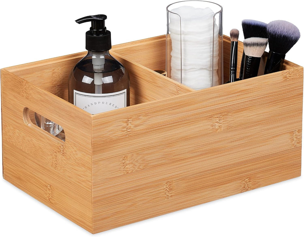 Relaxdays Storage Box, 2 Compartments, Stackable, Handles, H x W x D: 14 x 30...