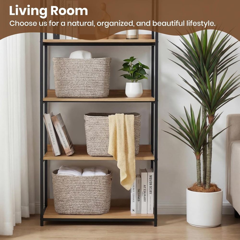 Storage Baskets for Organizing, 14 x 10 x 9” Closet Shelf Woven Baskets, Squa...