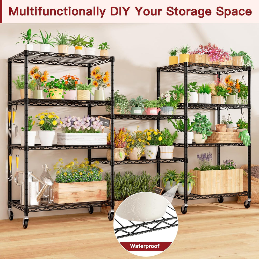 PrimeZone Wire Storage Rack with Wheels, 24"W x 18"D x 75"H Me...