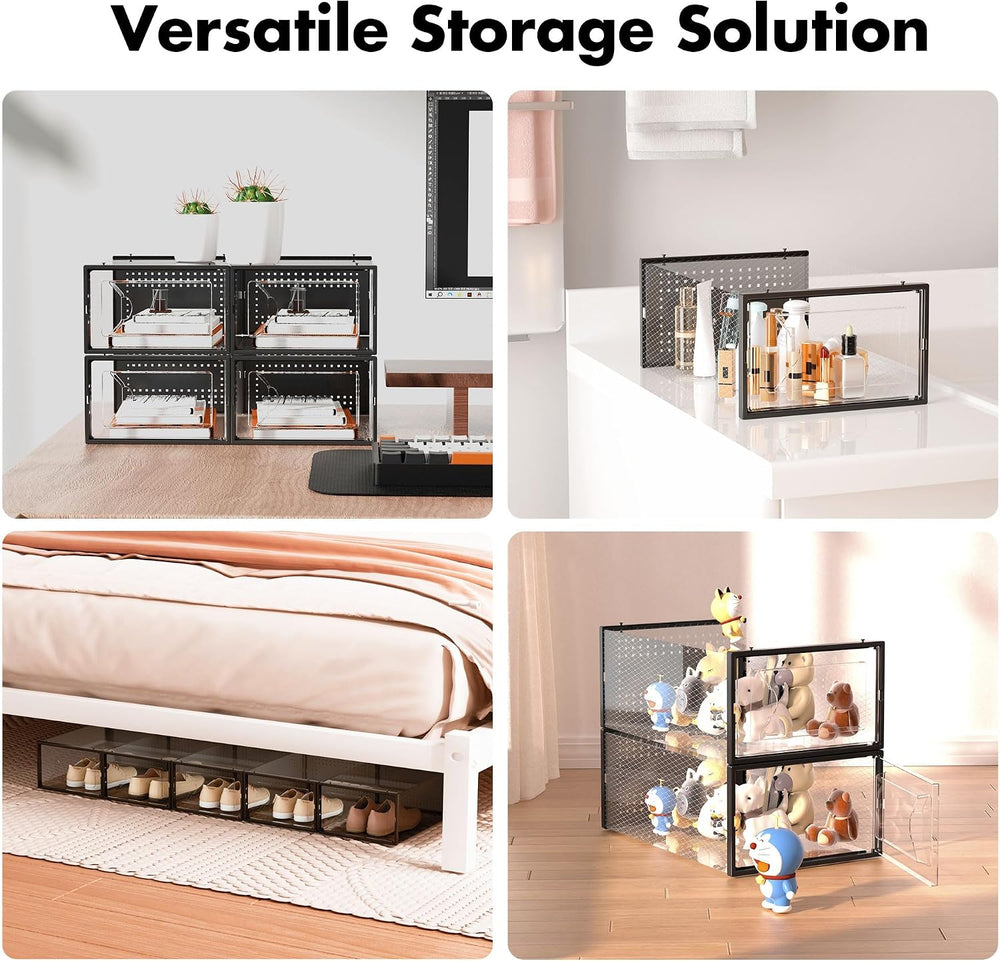 Foluck 15 Pack Shoe Storage Organizer Box Container Clear Plastic Stackable
