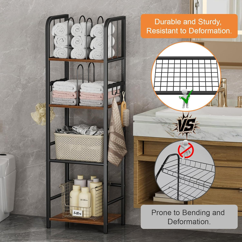 Snughome Towel Rack Free Standing 4-Tier M-Shaped Detachable Dividers, Metal ...