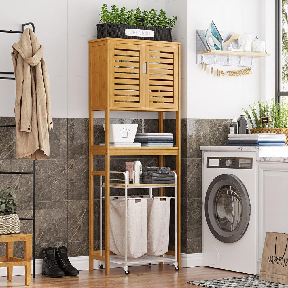 VIAGDO Over The Toilet Storage Cabinet, Tall Bathroom Cabinet Organizer with ...