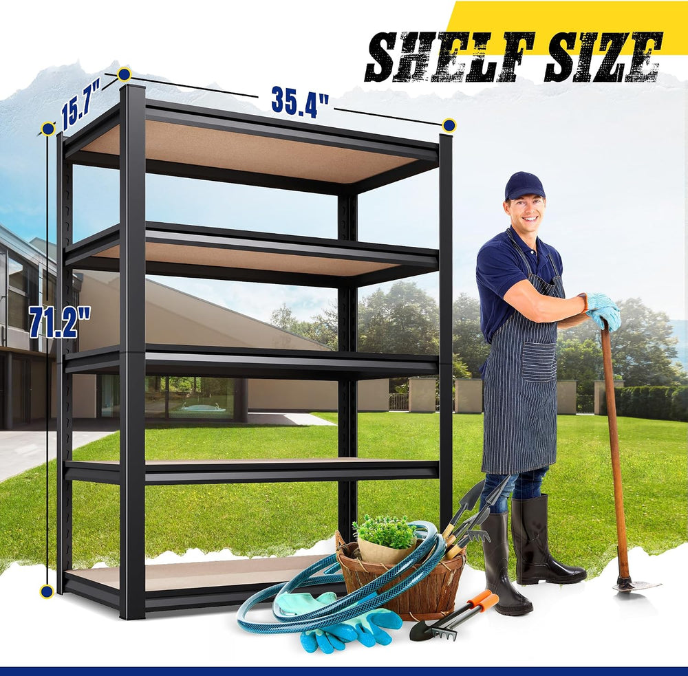 4-Pack Garage Shelving Unit, Heavy Duty Metal Storage Shelves, 71" H x 3...