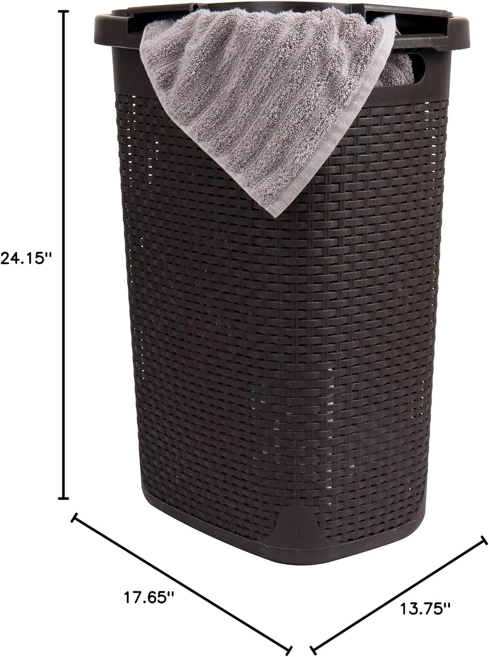 Mind Reader Slim Laundry Hamper with Lid, 60L Tall Clothes Basket, Narrow Tap...