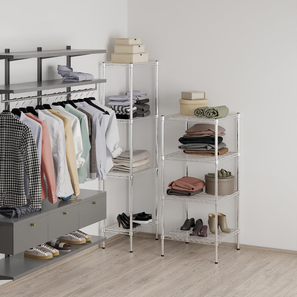 24" Deep x 24" Wide x 54" High 4 Tier Chrome Wire Shelving Kit...