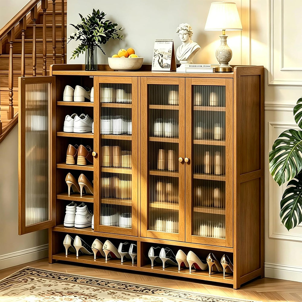 qeknxks7-Tier Bamboo Shoe Cabinet，Shoe Storage Cabinet with Doors, 25-30 Pair...