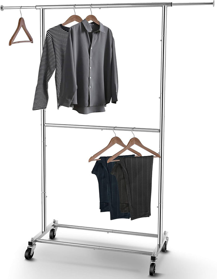 Simple Trending Clothing Garment Rack, Extensible Clothes Rack, Chrome
