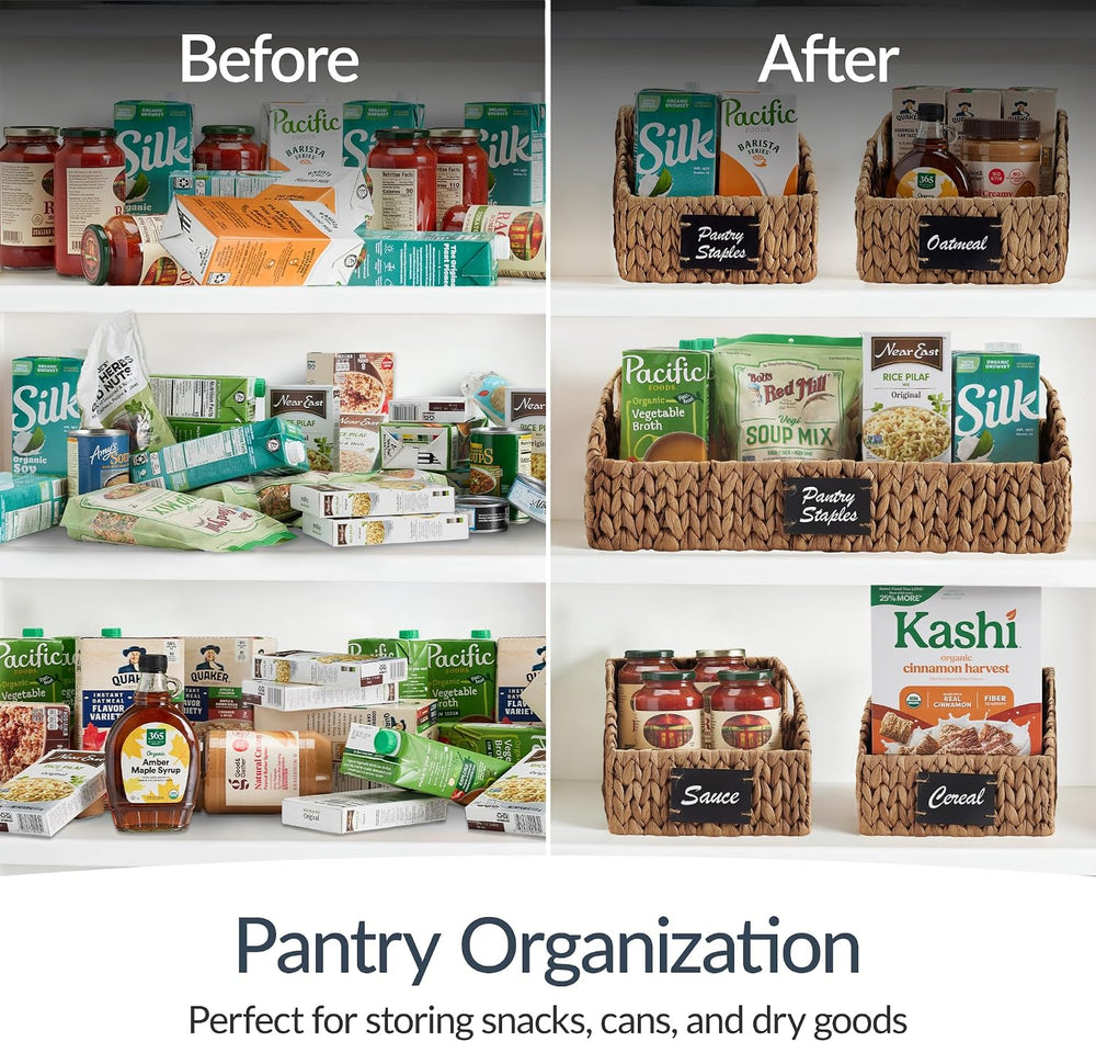 Best Choice Products Water Hyacinth Pantry Storage Baskets, Wicker Baskets w/...