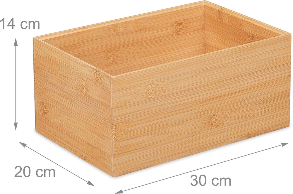 Relaxdays Storage Box, Stackable, Dimensions H x W x D: 14 x 30 x 20 cm, Bamb...