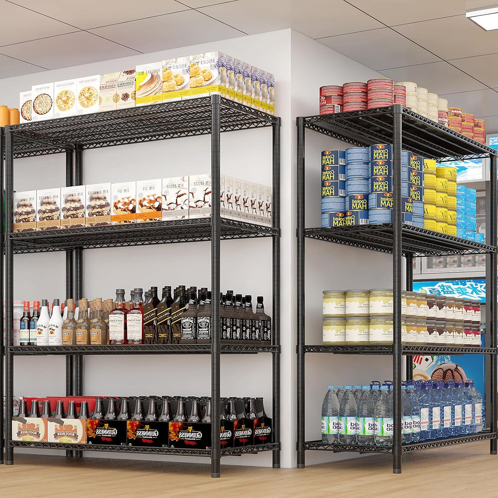 4 Tier Storage Racks Shelving, Heavy Steel Pantry Shelves, Adjustable Wire Sh...