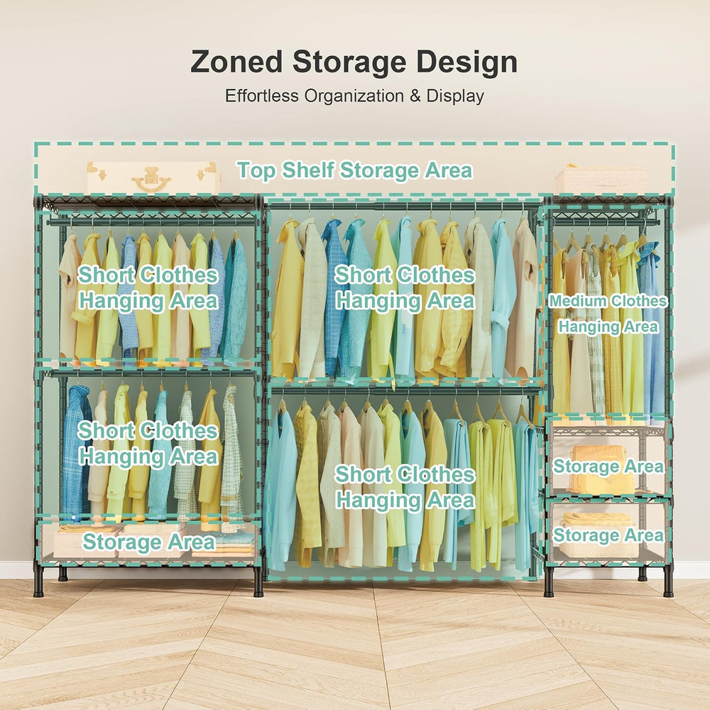 SEMHOR E01 Expandable Heavy Duty Clothes Rack, Free Standing Closet System