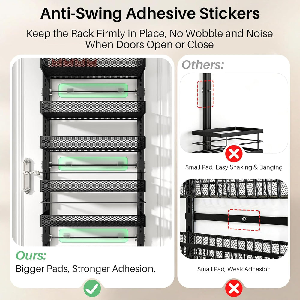 SNTD 8 Tiers Over the Door Organizer, 17" W x 6" D x 69" H, Black