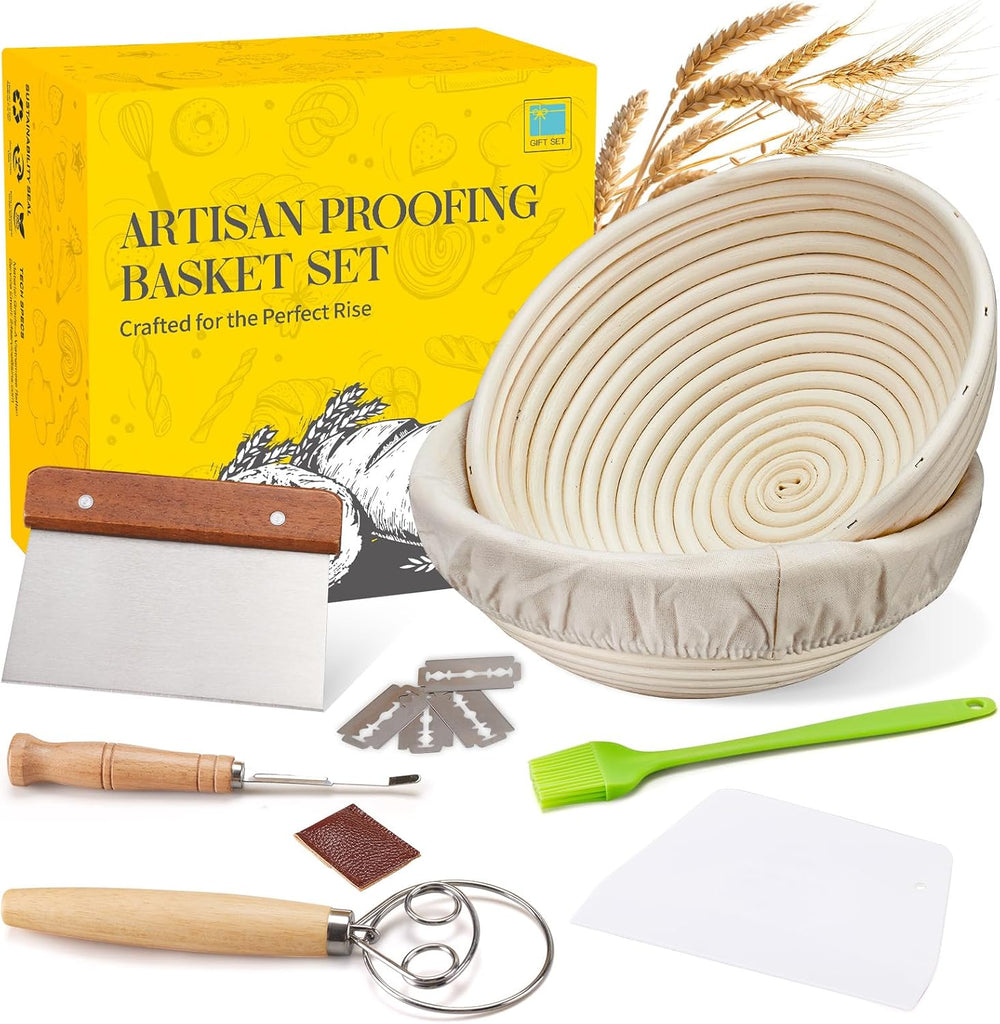 Dimpola Sourdough Baking Kit with Two 9 Inch Banneton Proofing Baskets, Dough...