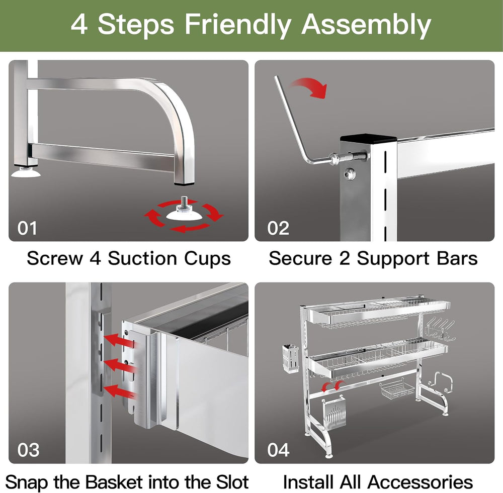 BOOSINY Over The Sink Dish Drying Rack, Extra Large Capacity Dish Drainer