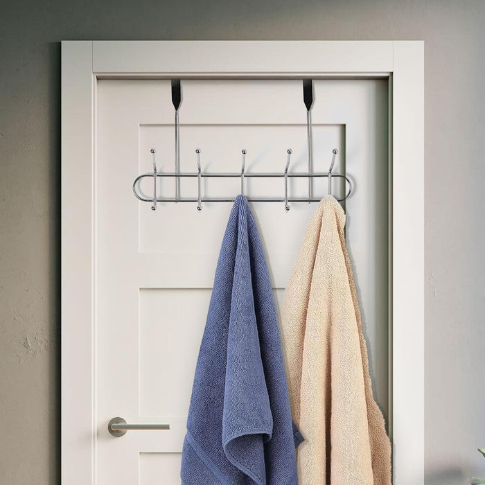 Premier Housewares 509729 10 Hook Over Door Hanger - Chrome, H25 x W41 x D14cm