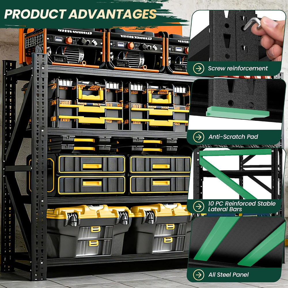Heavy Duty Garage Storage Shelves 9000LBS Capacity, 75" Wide Metal Shelv...