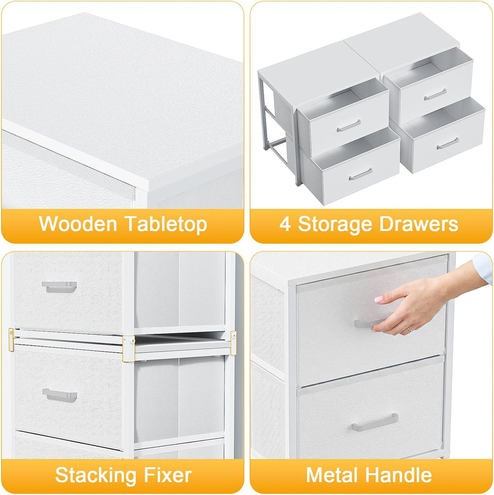 2 Pack Stackable Storage Drawers, Closet Drawers, White