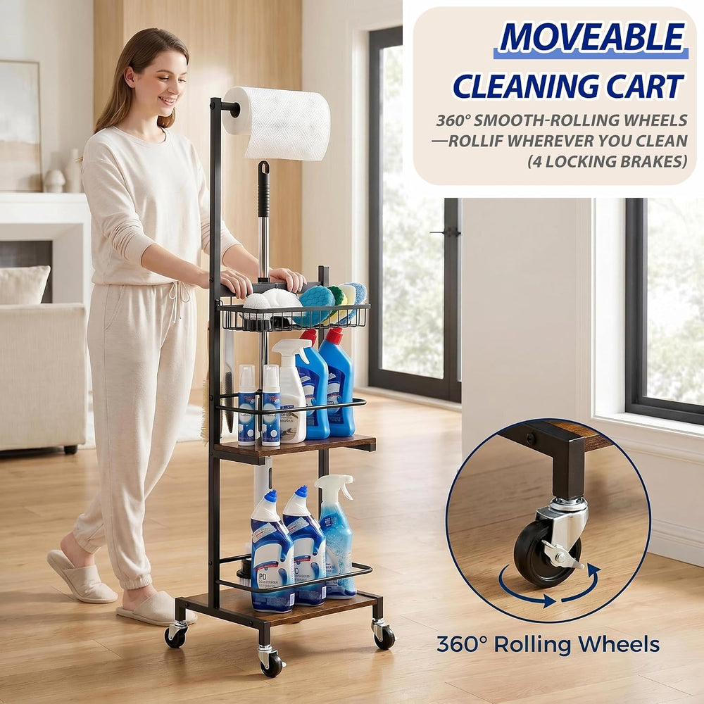Cleaning Supplies Organizer, Narrow Cleaning Cart for Steam Mop