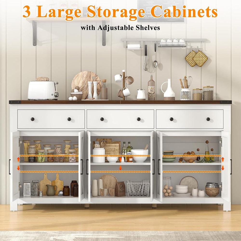VVFLU 71" Large Sideboard Buffet Cabinet with Storage, Modern Farmhouse ...