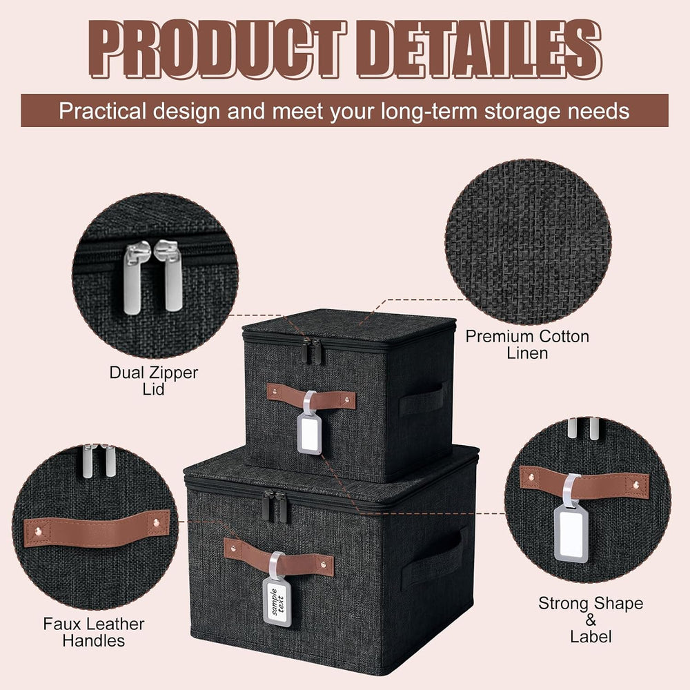 6 Pack Fabric Closet Storage Bins with Lids, 15×10×10 in, Black