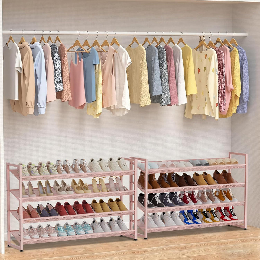 Large Shoe Rack 8 Tier Shoe Organizer, Heavy Duty Metal 4-Tier Stackable Shoe...
