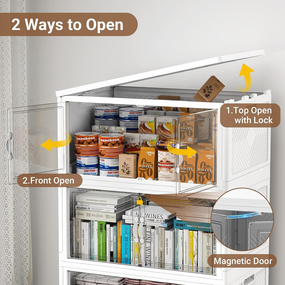 BROVIEW 480QT Large Stackable Storage Bins with Clear Doors, V20 3Pack