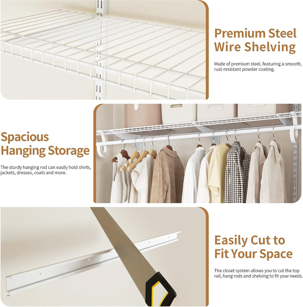 PROWORX 2-4 Ft. White Custom Insert Wire Closet Organizer System Kit