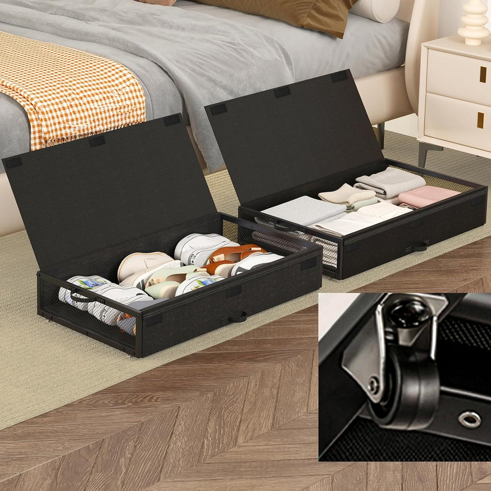 Fokyfok 2 Pack Under Bed Storage with Wheels 6 inch Height